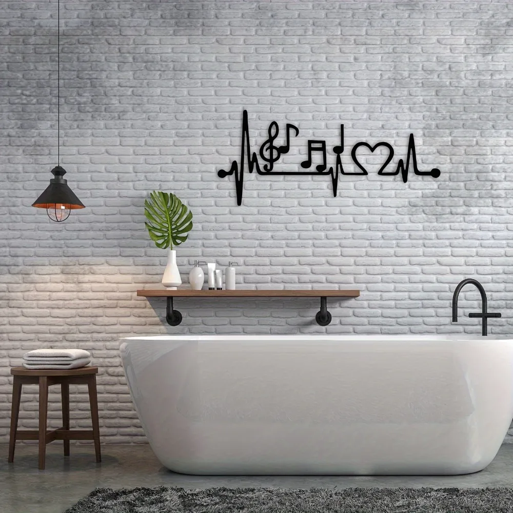 Ekg Music Metal Wall Decor, Heartbeat Love Design, Home Decoration for Music Enthusiasts