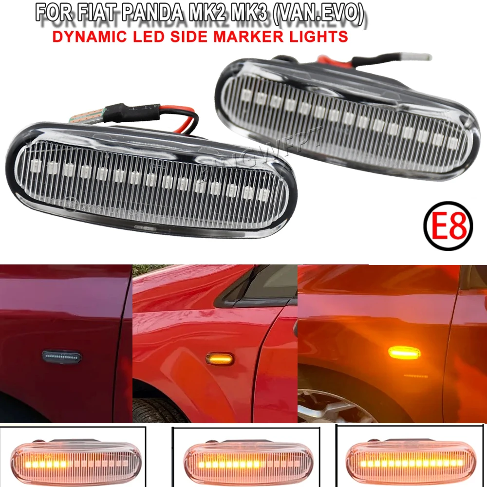 

2 шт. для Fiat Panda 169 Grande Punto Inkl. Evo Doblo Fiorino Linea Idea Динамический светодиодный повторитель бокового габаритного фонаря