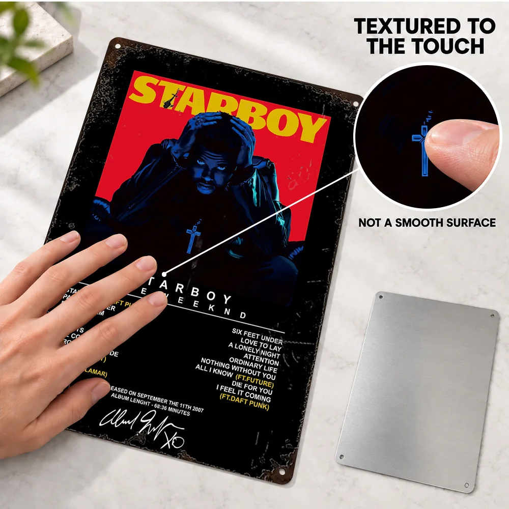 The Weeknd Starboy Printed Poster Personalized Aluminum Metal Sign Album Layout Wall Art For Rehearsal Room Concert Lover Gift