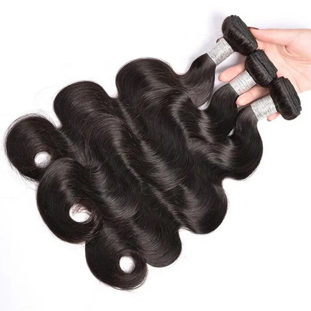 Tissage en lot Body Wave brésilien naturel, cheveux Remy, extensions de cheveux humains, noir naturel, 10-40 pouces, 1/3/4 pièces