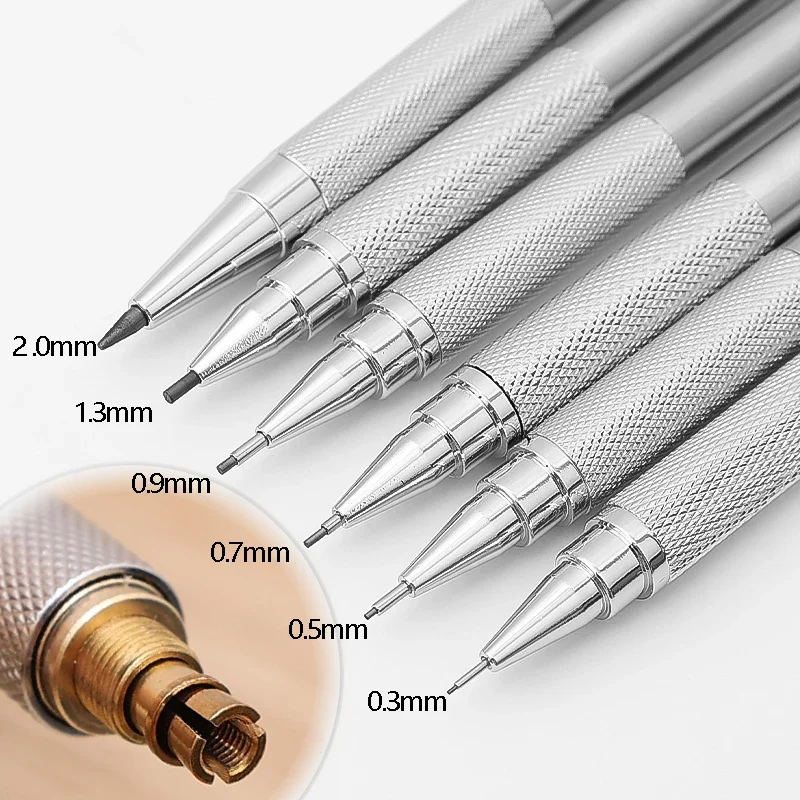 Mechanical Pencil Set Full Metal Art Drawing Painting Automatic Pencil 0.3 0.5 0.7 0.9 1.3 2.0mm with Leads Office School Supply