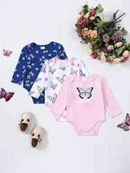 3PCS Spring/Summer New Baby Cotton jumpsuit Fashionable and Cute Cartoon Universe Series Set for Boys Girls with Long Sleeves