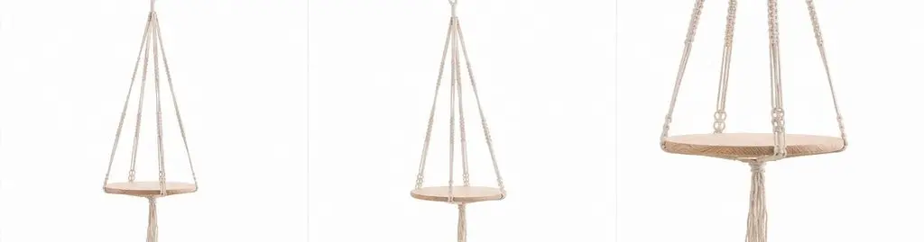 Handwoven Hanging Basket Plant Pot Hanger Macrame Shelf Weather Resistant Balcony Decor Macrame Shelf Plant Pot Hanger
