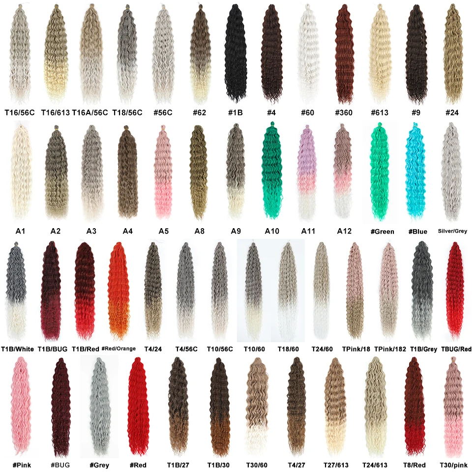 Ariel Curl Hair 22“Water Wave Twist Crochet Hair Synthetic Braid Hair Ombre Red Orange Color Deep Wave Braiding Hair Extensions