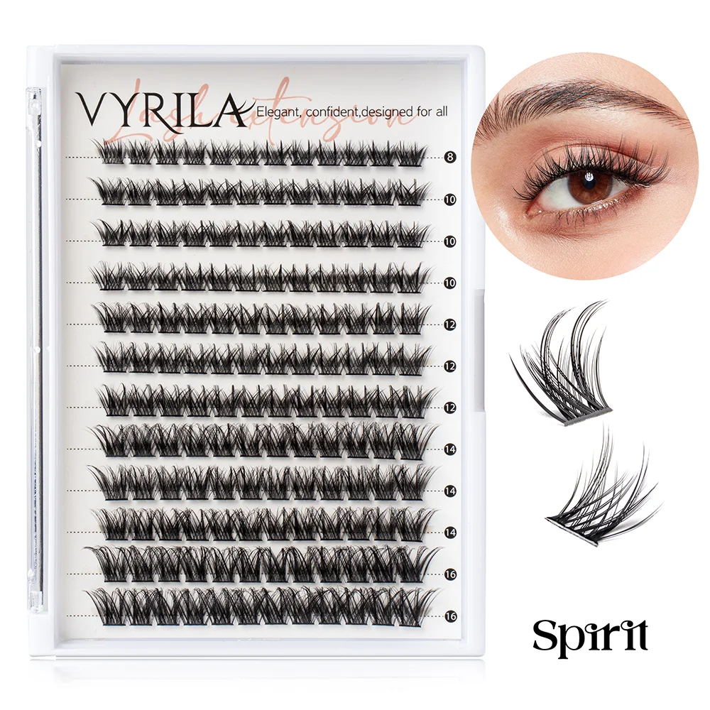 VYRILA DIY Cluster Lashes Fluffy Natural Individual Reusable Cilia For Daily Eyelash Extension D Curl 8-16mm Festivals Makeup