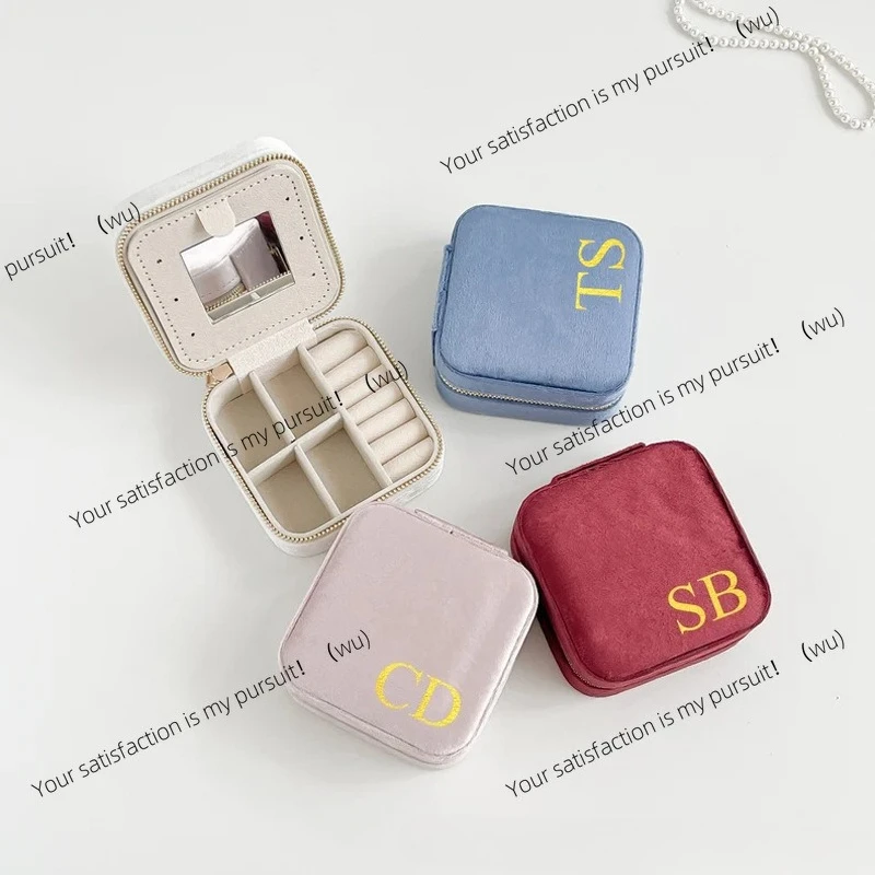 Bronzing custom flannel jewelry box travel storage wedding party mother's day gift Korean version design