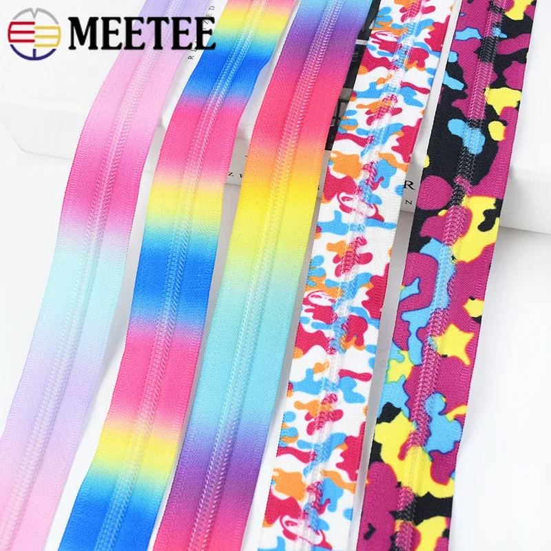 1/2/3Meters Meetee 5# Nylon Continuous Zipper Tape Bag Garment Plastic Zippers Coil To The Meter Jacket Zip Roll Sewing Material