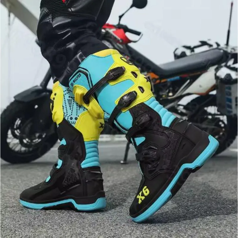 

X6 Off-road Boots Motorcycle Riding Anti-drop Anti-skid Pull Boots Knight Equipment Wrapping Racing Off-road Track Shoes