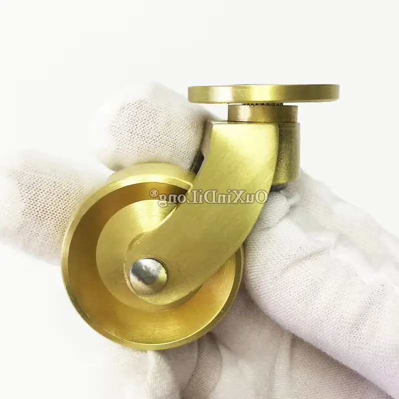 4PCS 34mm Solid Brass Casters Table Chair Sofa Couch Cabinet Feet Castors 360° Rotary Wheels Smoothly Moving Furniture Rollers