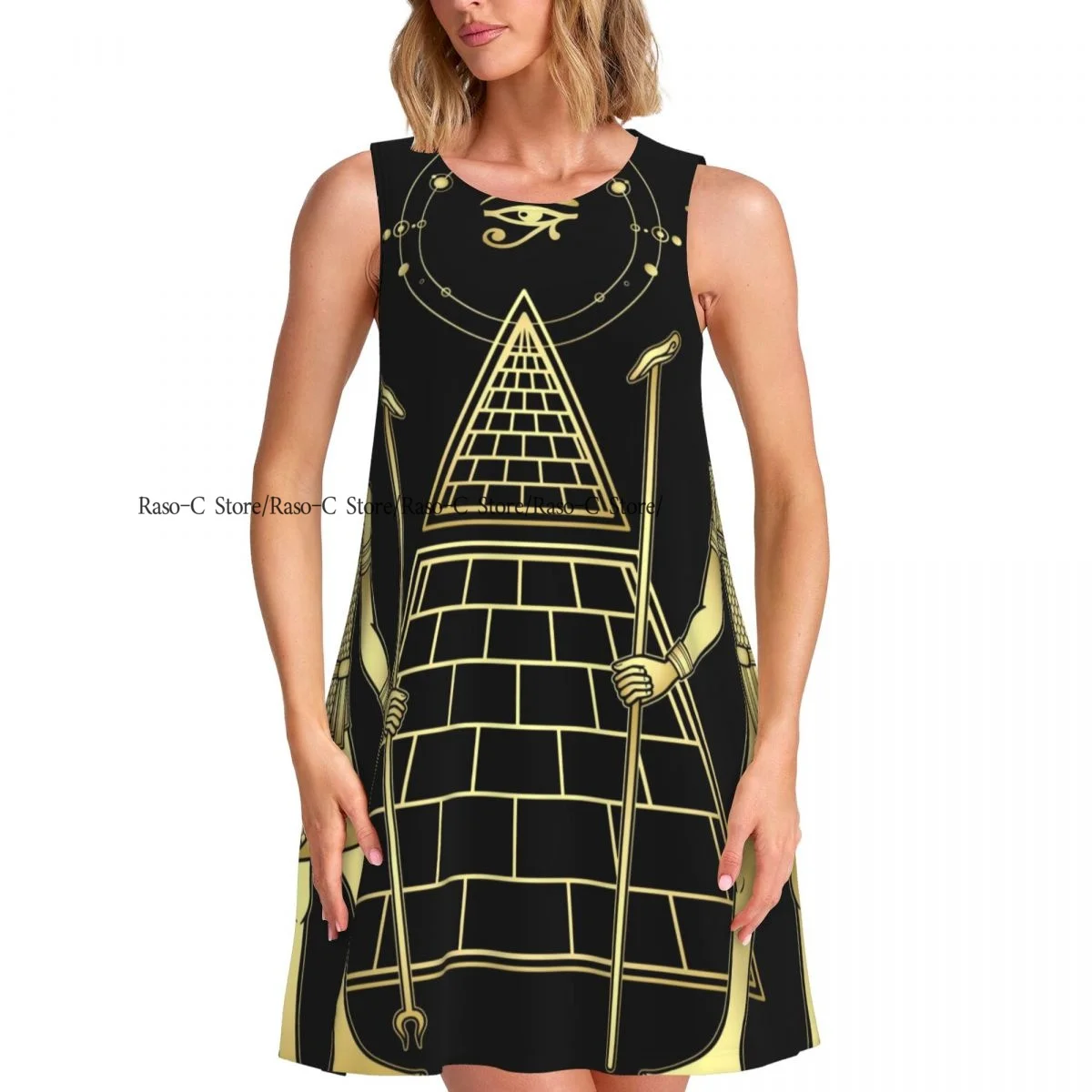 レディースドレスエジプト神ラとセス夏カジュアルTシャツビーチカバーアップタンクドレス