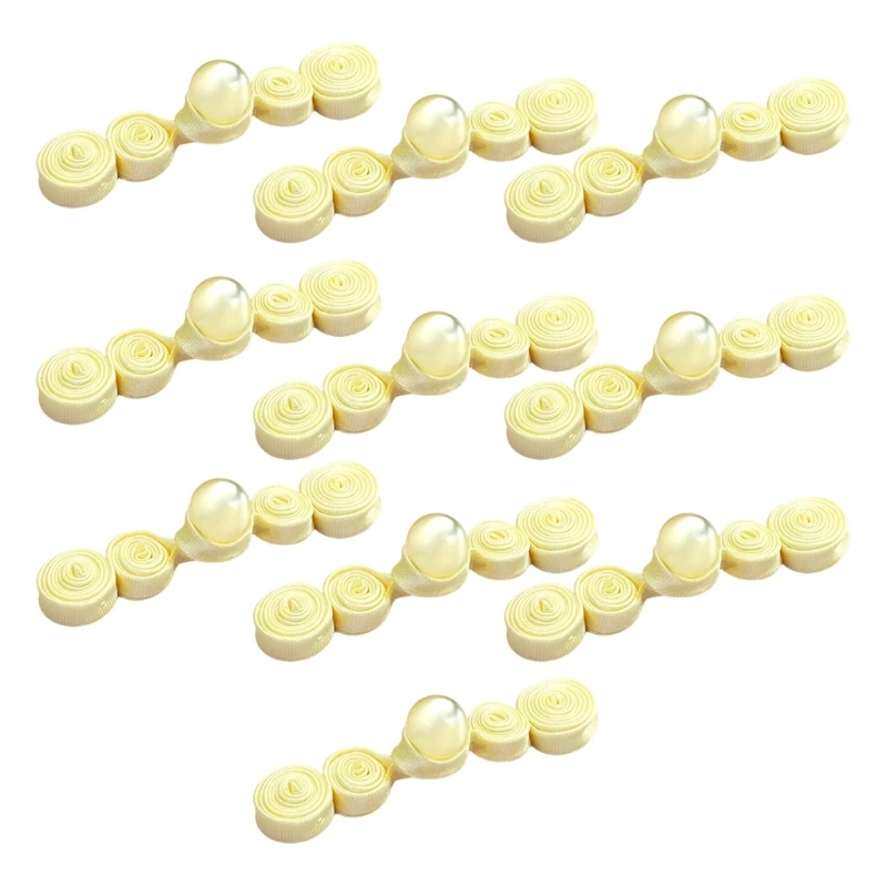

10Pcs Satins Fabric Cheongsam Clasp Handcrafted Bead Costume Accessory Y166