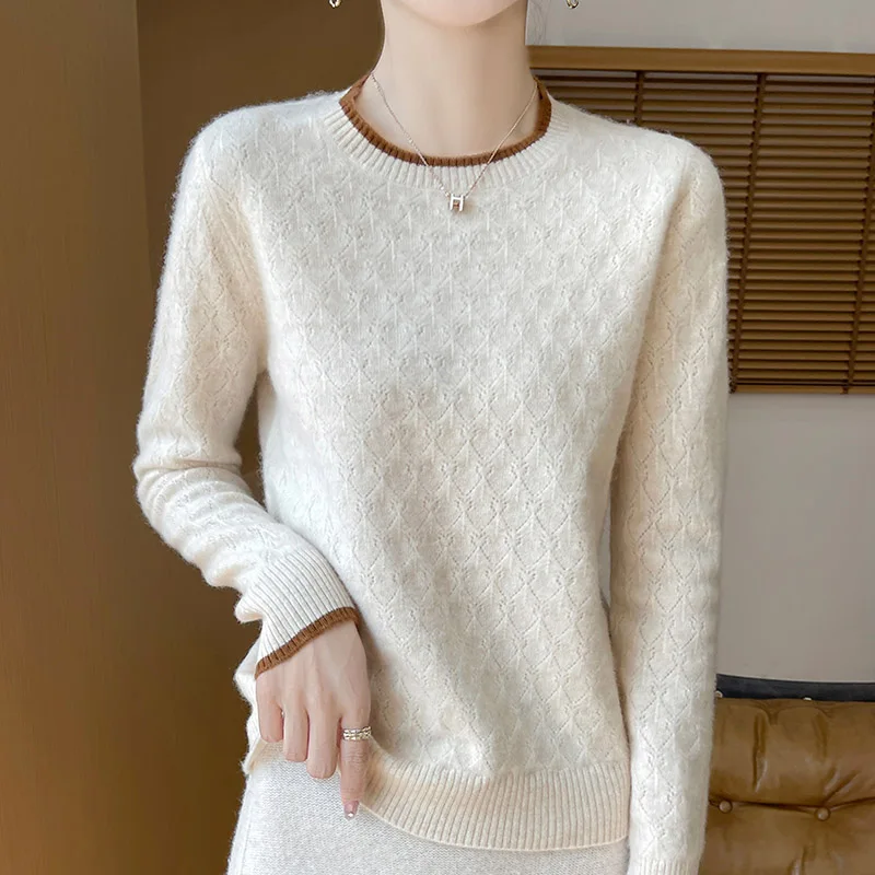 Wool Cashmere Sweater Women 3D Three-Dimensional Hollow Out Round Neck Jumper Knit Sweater Autumn Bargain Price New Fashion Top