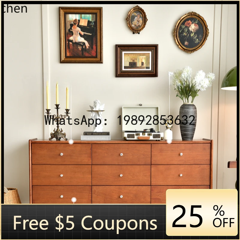 AAB Cabinet medieval cherry wood solid wood chest French retro style living room storage cabinet room decor Cabinet
