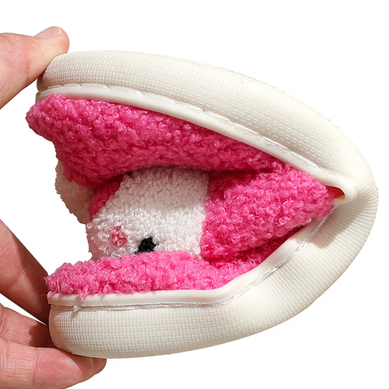 كارتون شبح نعال من القطن للنساء 2025 ضوء جولة تو هالوين المرأة النعال فو الفراء الدافئة أفخم المنزل الشرائح امرأة