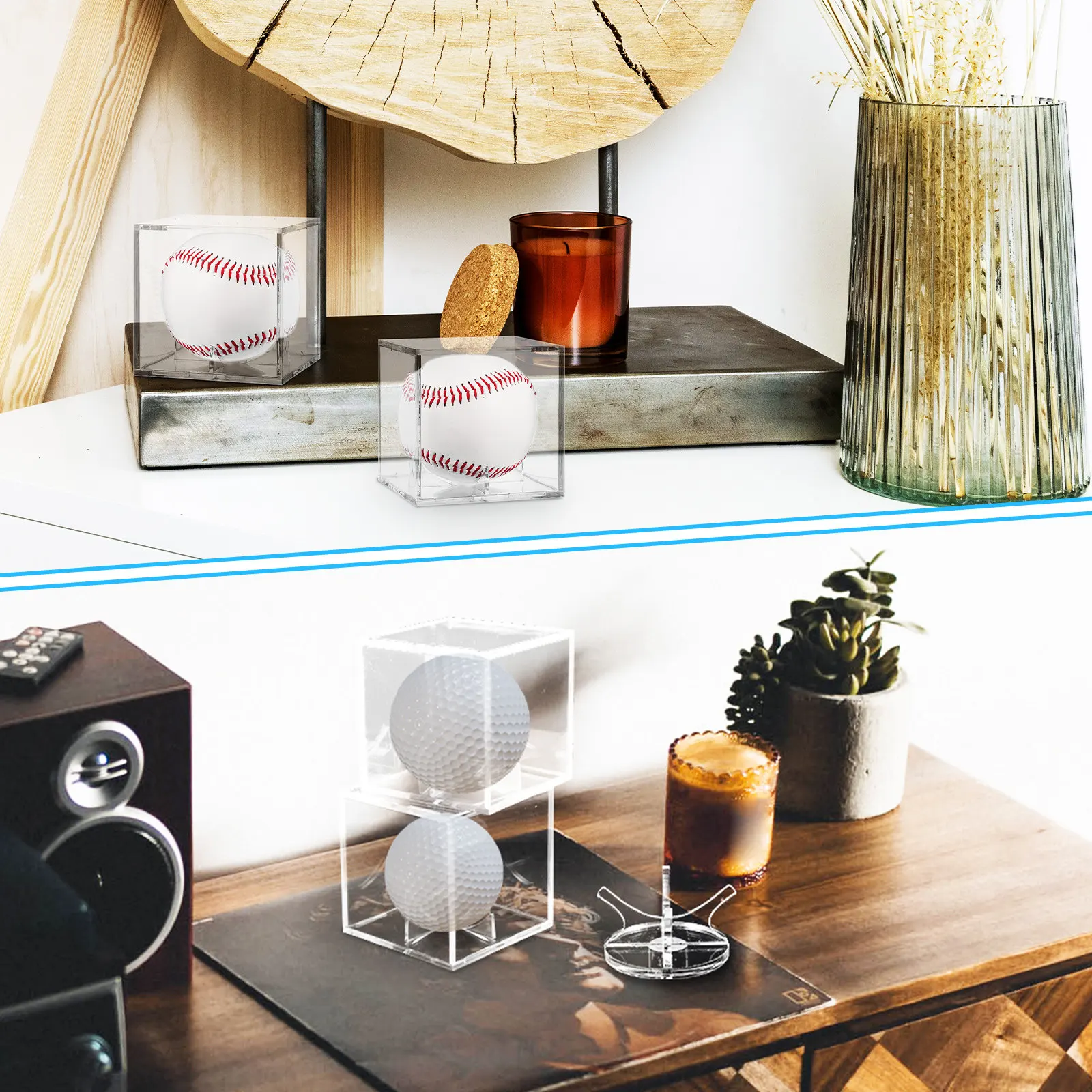 2pcs Baseball Box Clear Acrylic Display Case Holder Protected Shelf For Balls Sports High Clarity Stylish Exhibition