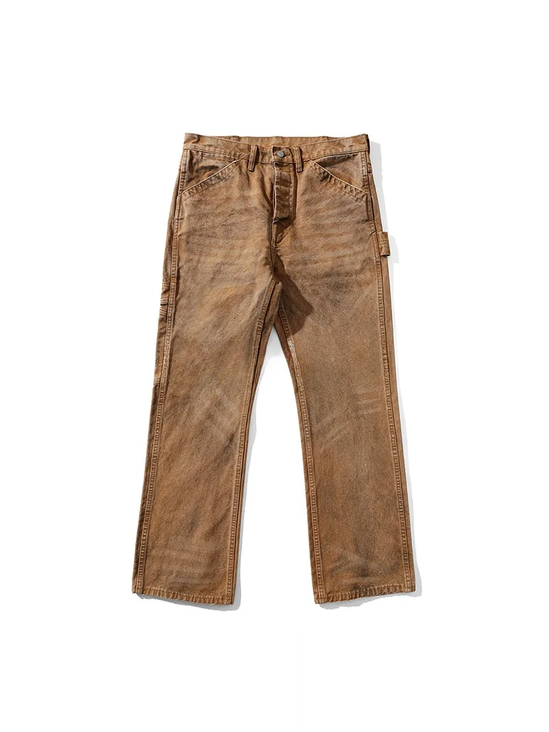 

Mbbcar Narrow Series 165OZ Bead Sail Dirty Old Washed Straight Legged Logging Pants Cotton Youth Fashion Casual Jeans