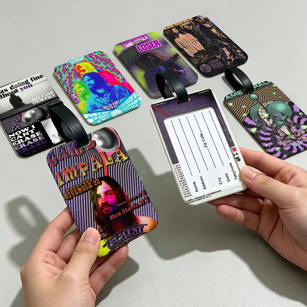 Pop Rock Singer Tame Impala Multiscene PVC Luggage Tag Anti lost Design With Information Card For Travel Backpack Luggage