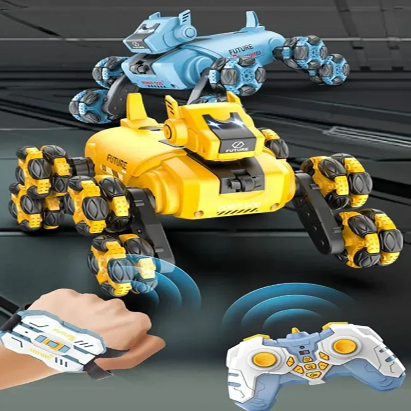 RC حيلة الكلب روبوت للتحكم عن بعد ذكي حيلة الميكانيكية رذاذ الكلب وضع مزدوج الموسيقى 360 درجة دوران الانجراف الحيوانات الأليفة لعبة طفل