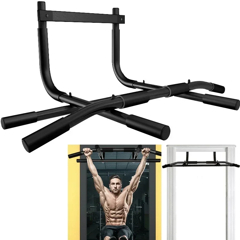 96CM 200KG/440lbs Gym Training Pull Up Horizontal Bar Door Frame Wall Chin Up Stainless Steel Bar Home Workout Fitness Equipment