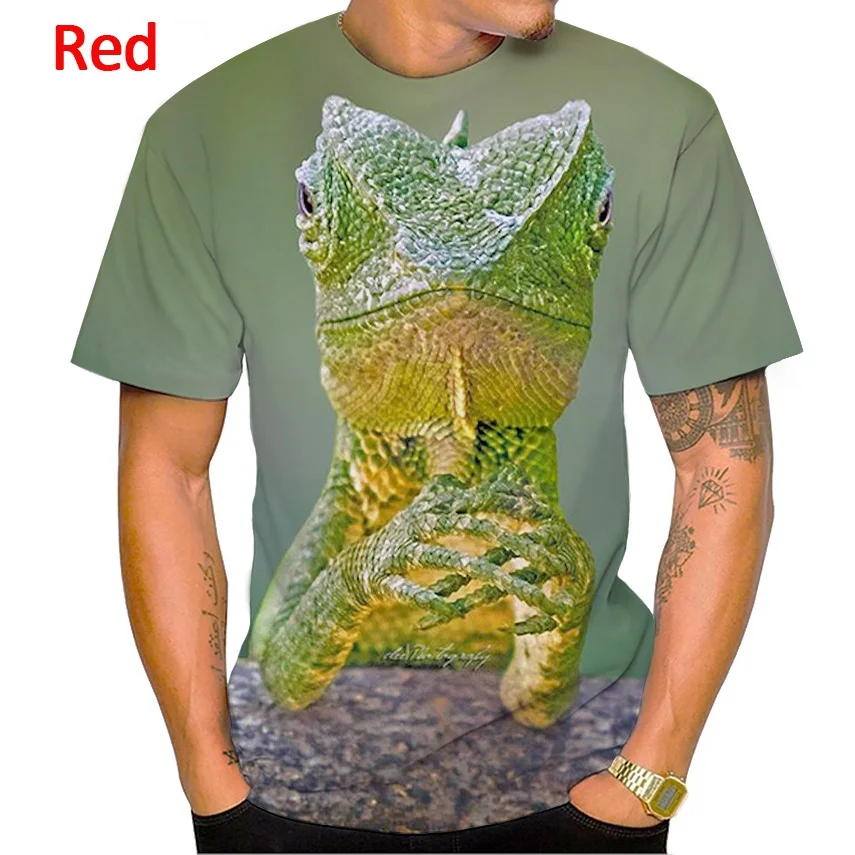 Summer Hot Sale 3D T-shirt Fashion Animal Lizard Print T Shirt Personalized Harajuku Style Street Breathable Short Sleeve Top