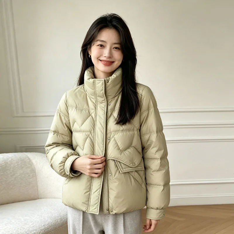New Winter White Duck Down Puffer Jackets for Women Short Stand Collar Down Coats Plus Size Stand Collar Outerwear JK-291