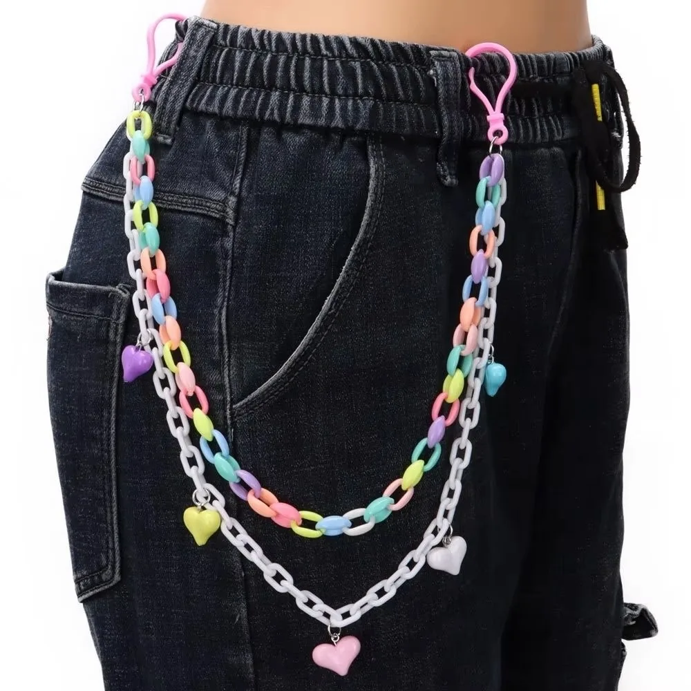 Candy-colored Rainbow Pant Chain Multicolor Y2K Jewelry Gifts Lollipop Waist Chain Double-layer Resin Chain Keychain Women