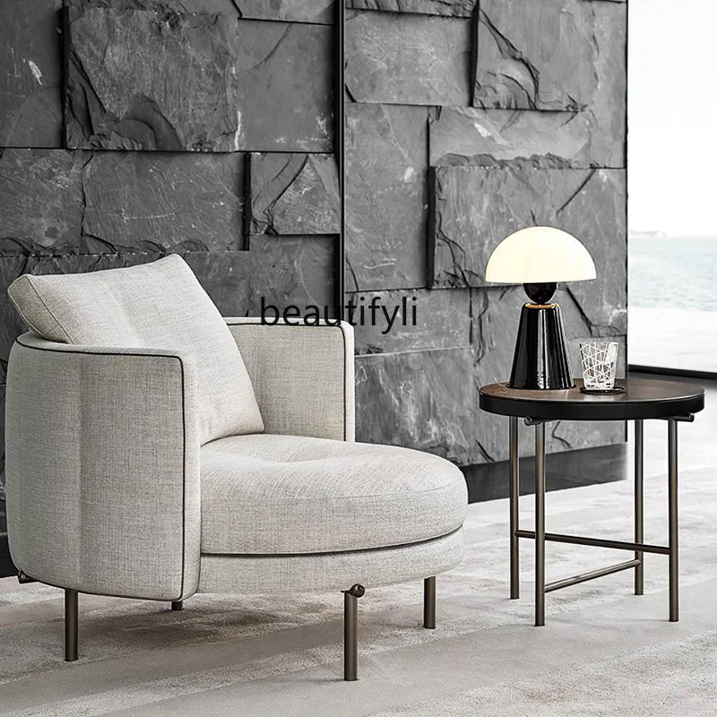 Nordic light luxury sofa chair casual single chair round fabric designer living room modern simple armchair