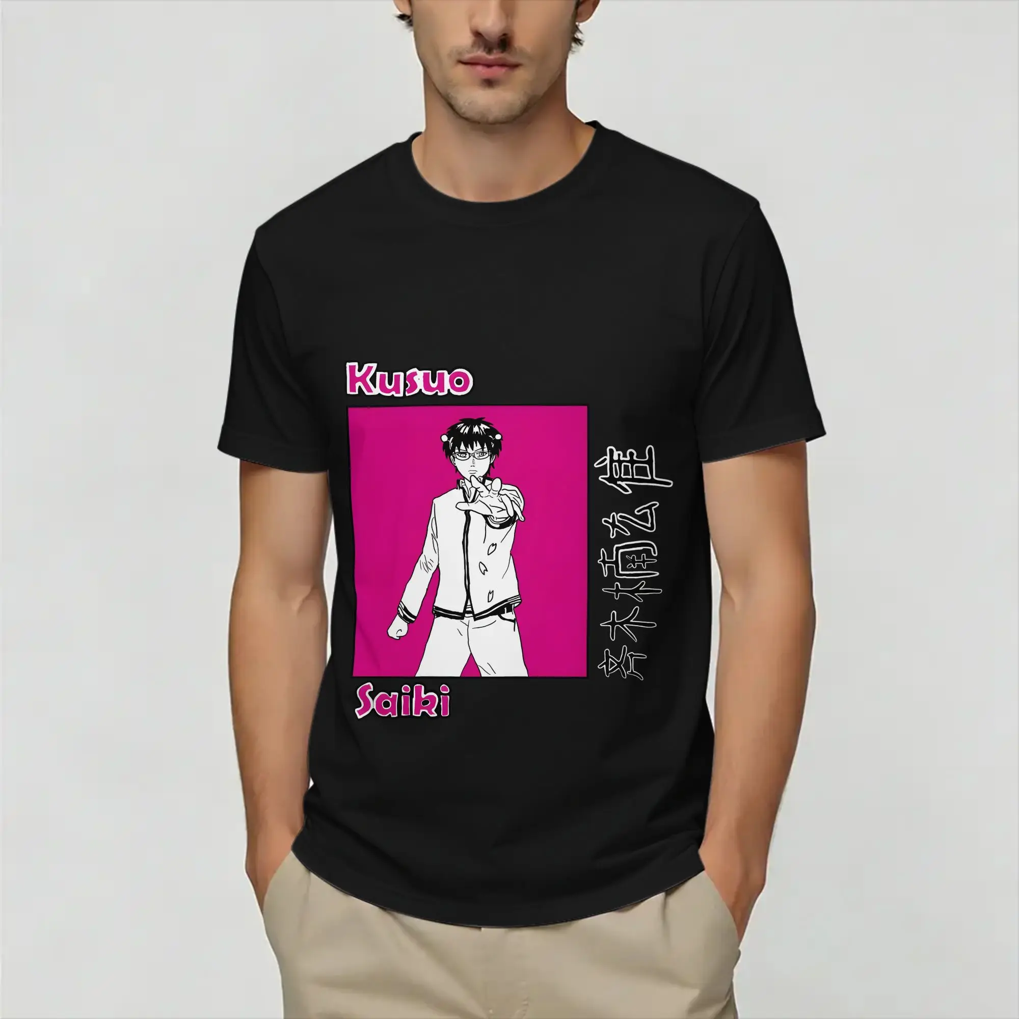 Fashion The Disastrous Life of Saiki K  T-Shirts Men Round Collar Pure Cotton T Shirts  Short Sleeve Tees Summer Clothes