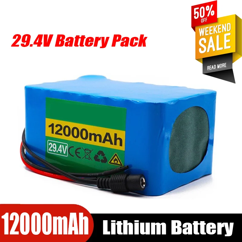 

18650 lithium ion battery pack 24V 12Ah electric bicycle moped lithium ion battery pack with BMS