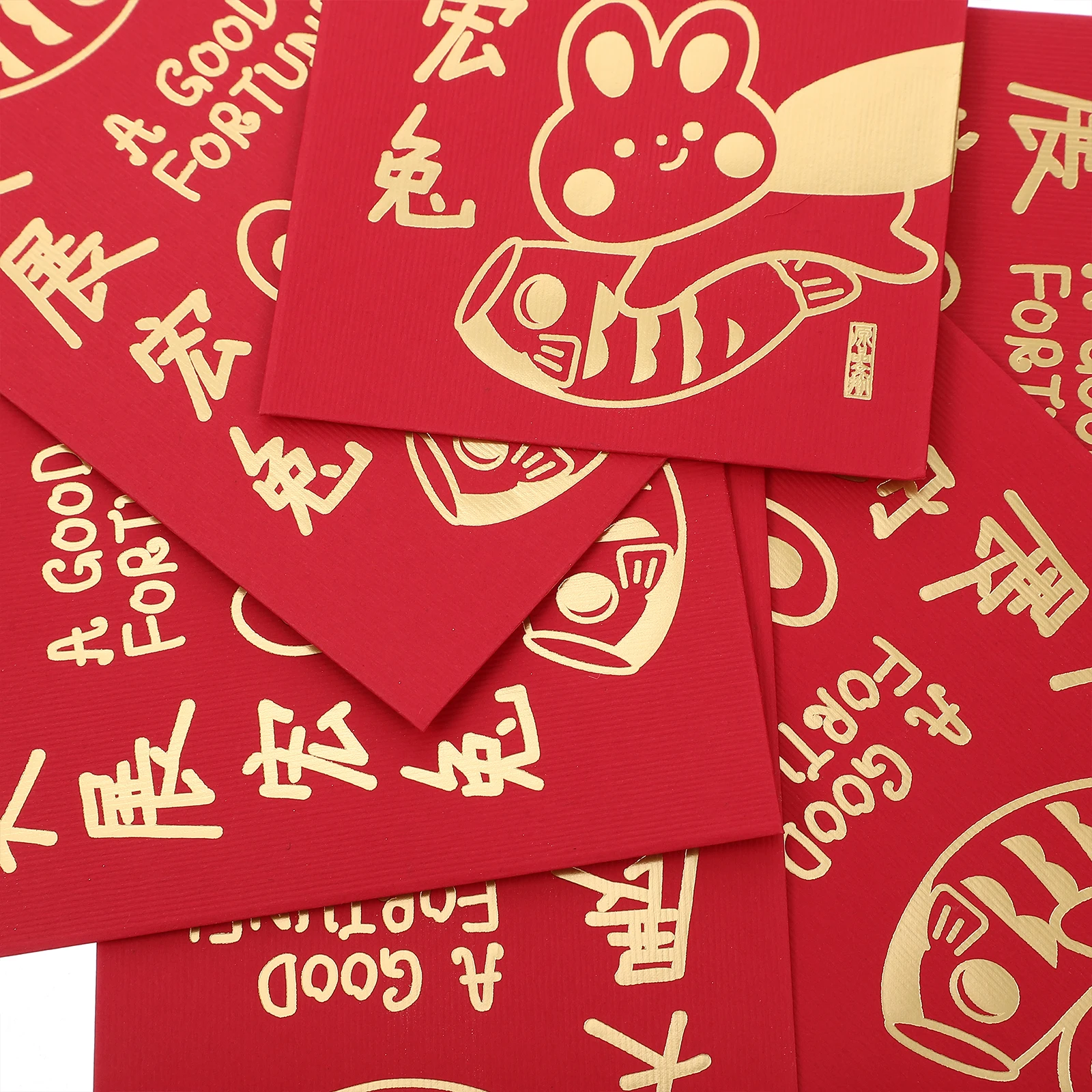 

6 Pcs Red Envelopes Rabbit Year Cartoon Pattern Money Packets Premium Paper Smooth Surface Chinese New Year Wedding Decor
