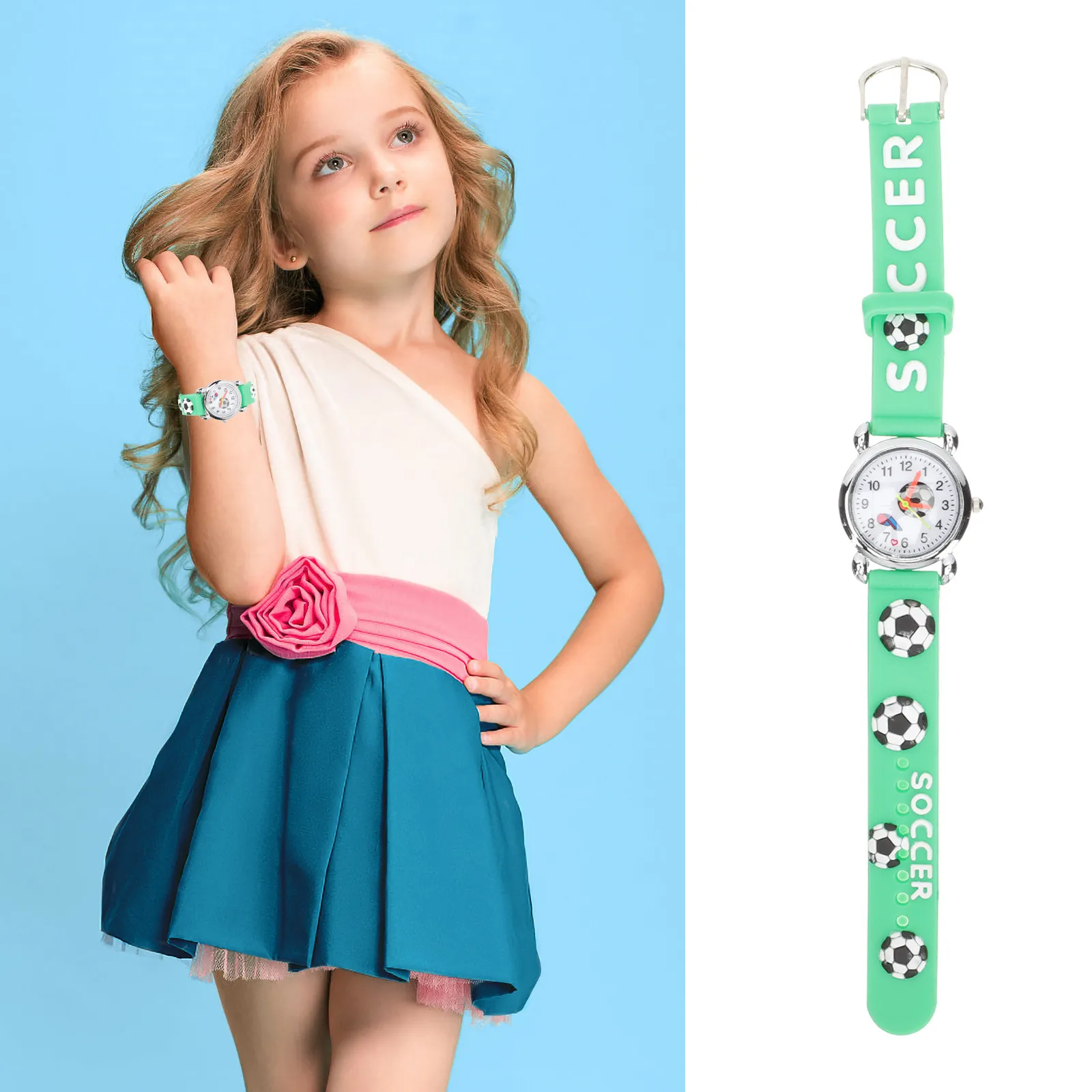 Watch Cartoon Design Soft Breathable Rubber Strap Adjustable for Small Wrists Clear Number Dial Transparent Face Christmas