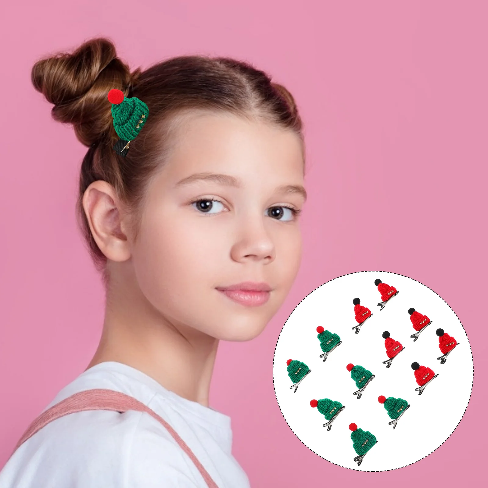 

12 Pcs Xmas Little Hat Hair Clip Kids Headdress Christmas Accessories Pompom Iron Child Hats Safe Durable Cute Stylish
