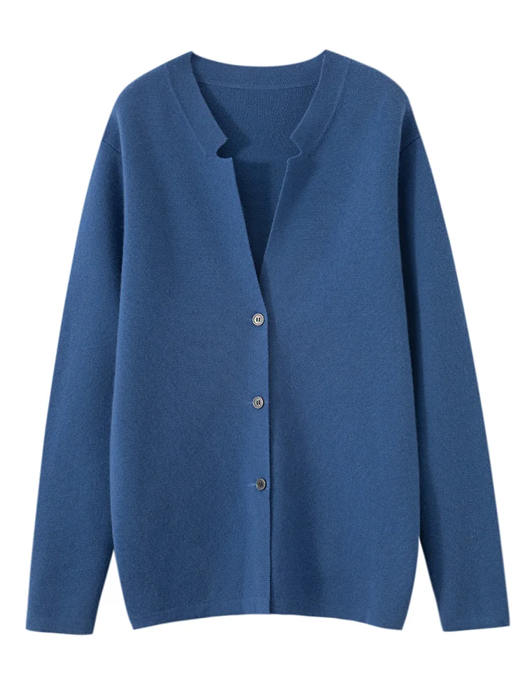 Men's Button Suit Spring Autumn Casual Business Stand up Collar Coat Knitted Cardigan High end Long Sleeves Sweater 100% Wool