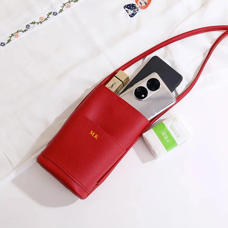 Luxury Design PU Leather Phone Bag Custom Letters Woman Cross Body Bag Fashion Travel Lady Engraving Shoulder Bags Wallet Purse