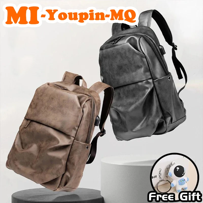 

MiYoupin MONEY QUEEN Leather Business Backpack USB Travel Outdoor Backpack Campus Student Bag Laptop Bag Waterproof