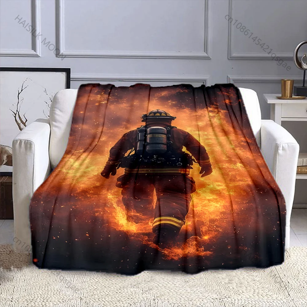 Firefighters Brave A Sea of​Flames Print Adult Children Warm Blankets Home Travel Car Soft Comfortable Suitable for All Seasons