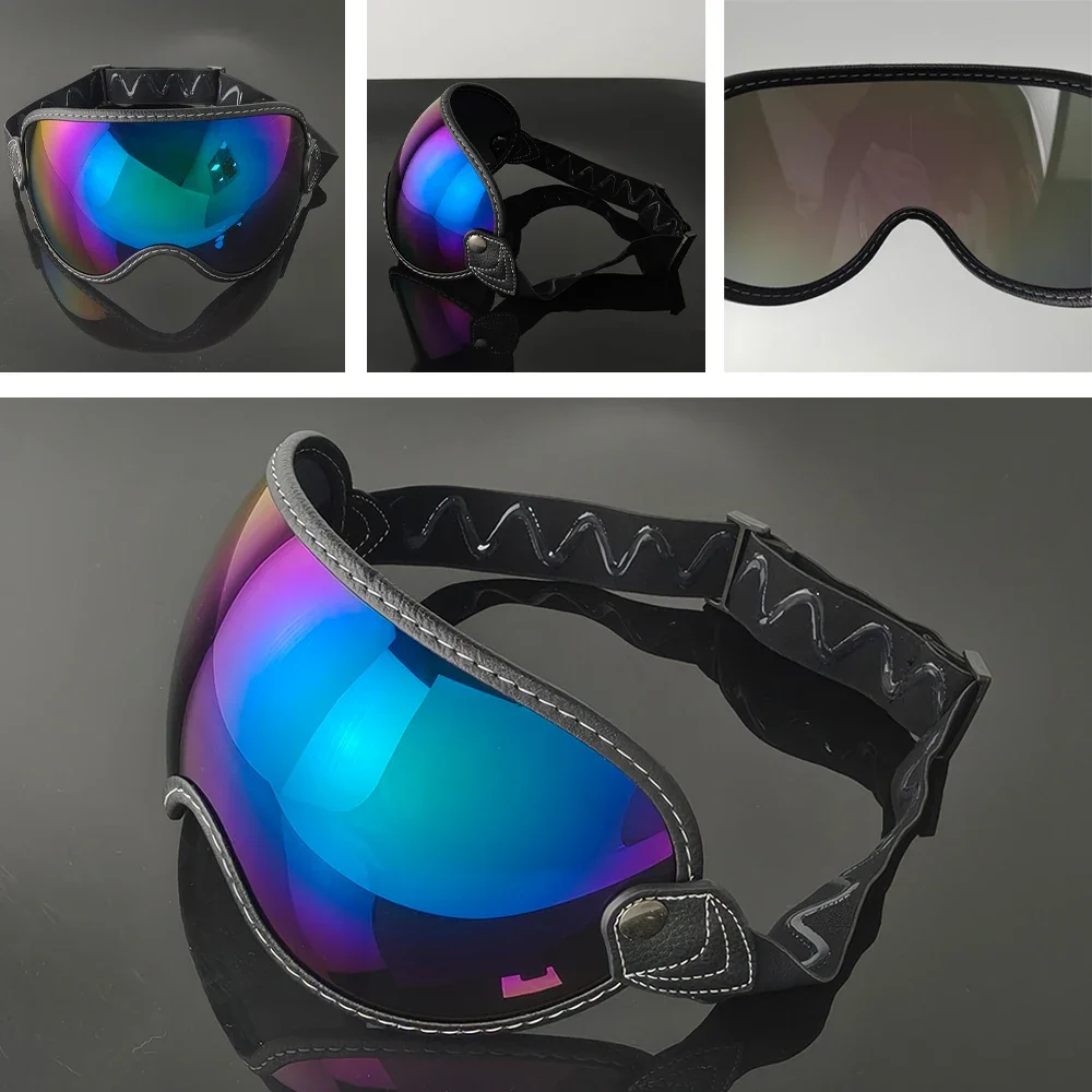 

Motorcycle Bubble Visor Adjustable Retro Strap for Half Face Helmets UV-Protected Shield Replacement