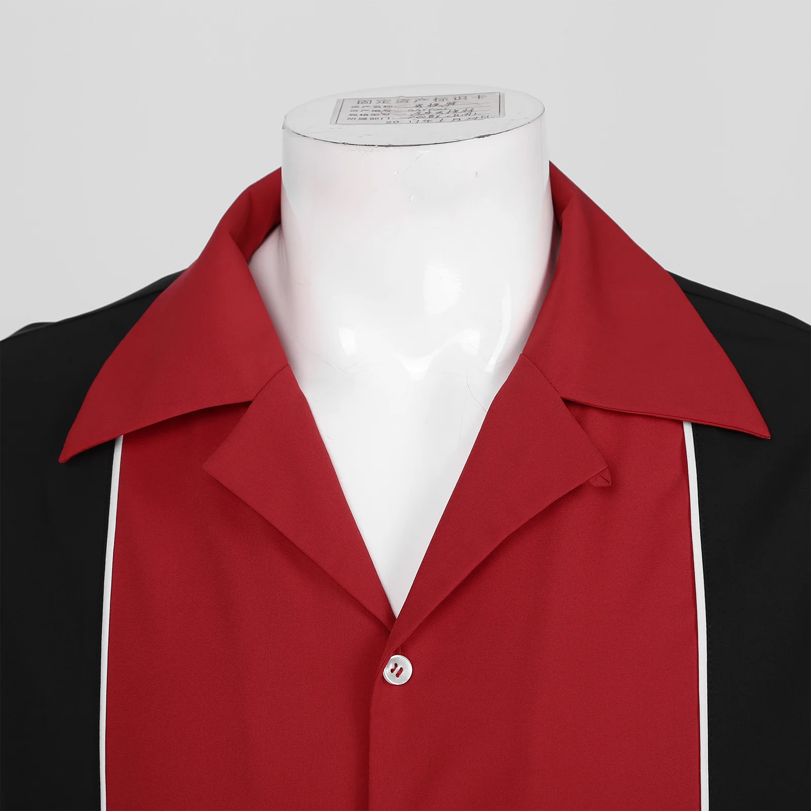 Mens Bowling Shirts Retro Short Sleeve Button Down Casual  50s Tee Color Block Striped Notched Collar Shirt