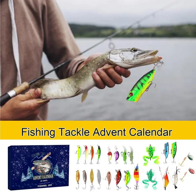 Fishing Lure Christmas Countdown Calendar Fishing Lures 24 Days Christmas Advent Calendar Realistic Design Fishing Accessories