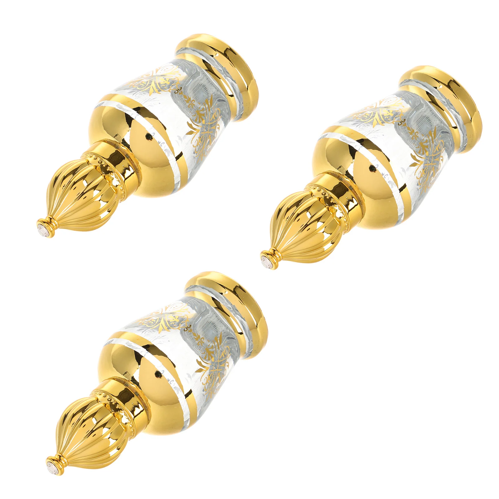 

3Pcs Refillable Glass Essential Oil Bottles Small Roll on Vintage Style Portable Perfume Bottles Travel Perfume Bottle Glass