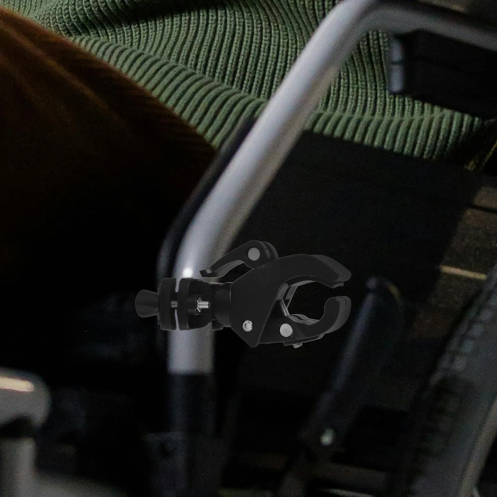 2Pcs Wheelchair Cane Holder Black Bracket Mobility Scooter Durable Plastic Crutch Holder Adjustable Rotation Walking