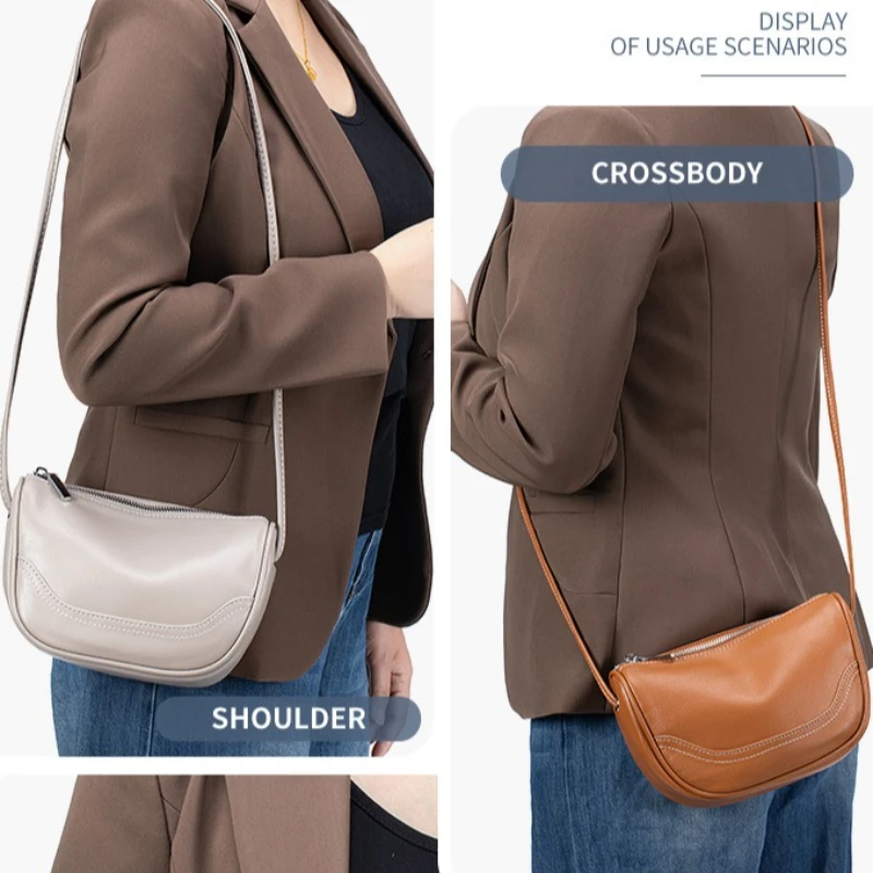 

Small Crossbody Bags Purse for Women Trendy Genuine Leather Dumpling Lightweight Mini Shoulder Crossbody Bag with Zip