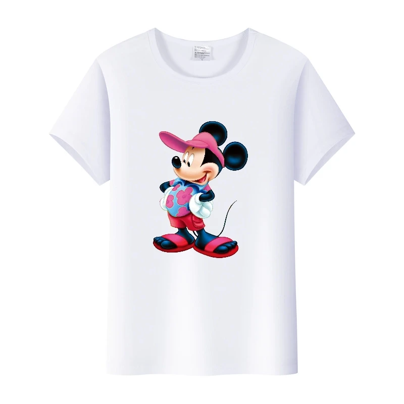 Cute Mickey Mouse T Shirts Disney Cartoon Woman Tees 2024 Summer Tops Y2k Streetwear Oversized Clothes Gothic White Girl Blouses