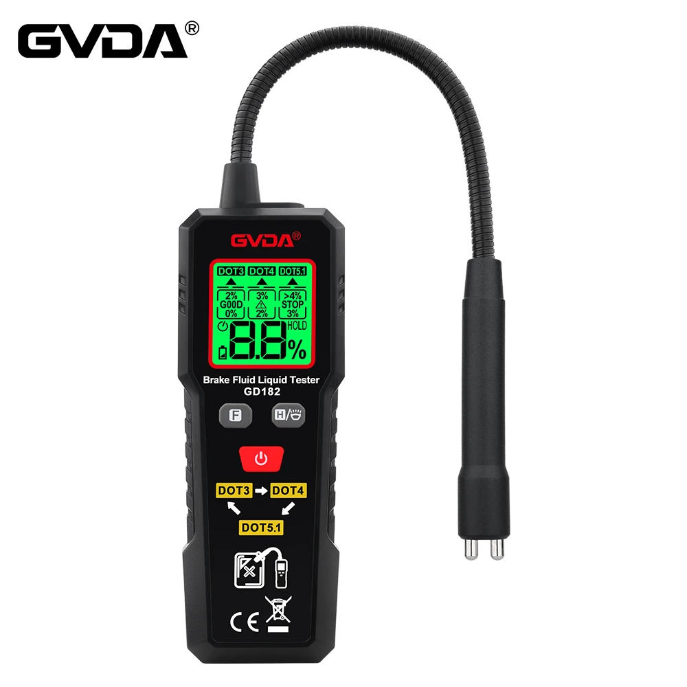 Gvda-digital Freio Fluido Tester com Backlight Lcd Detector de Umidade de Óleo de Freio Automotivo Dot3 Dot4 Dot5.1