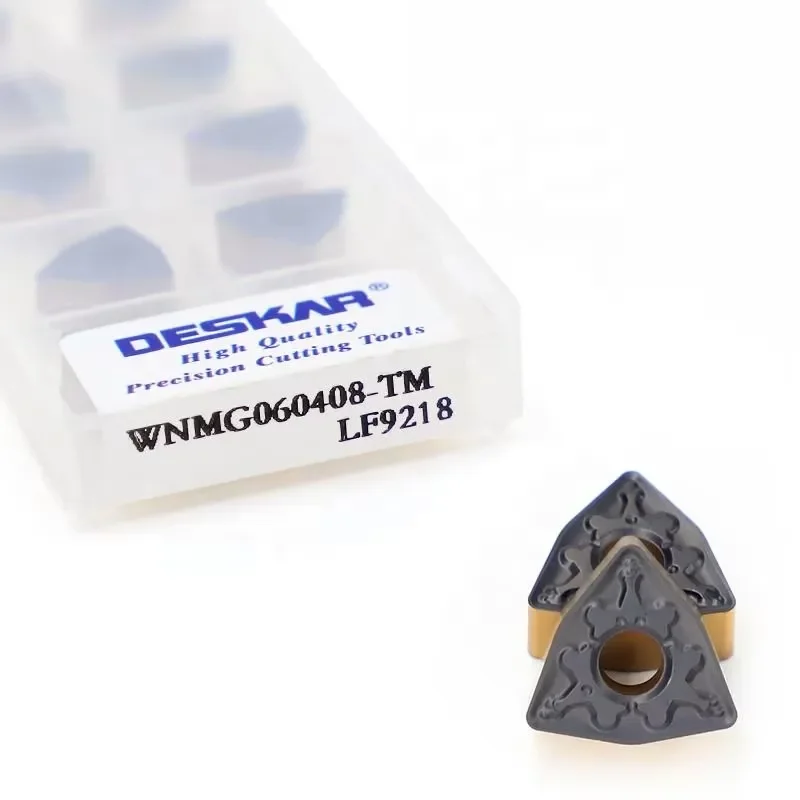 10pcs For DESKAR WNMG060404-TM LF9218 Carbide Inserts Wear-Resistant External Turning Tools for CNC Lathe Cutting Accessory