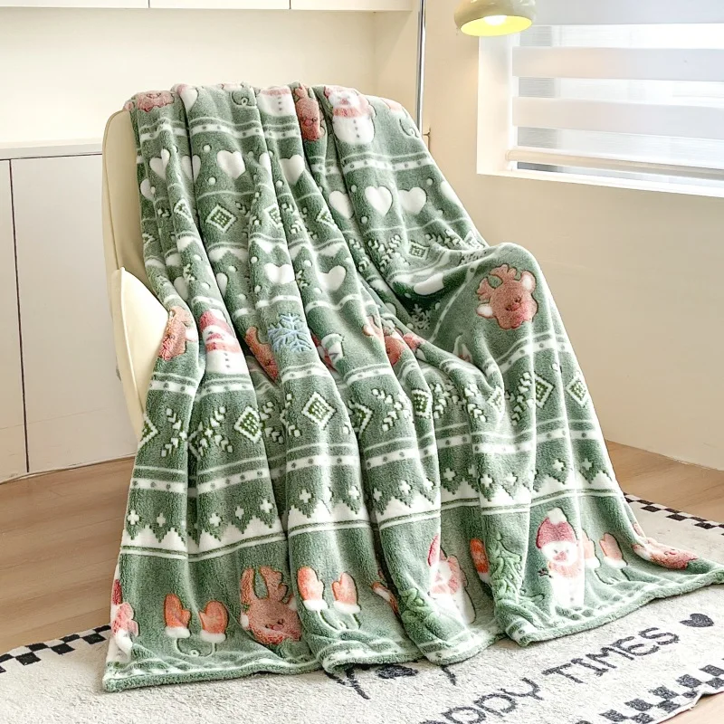 عيد الميلاد سميكة الفانيلا بطانية شجرة عيد الميلاد سانتا كلوز الرنة نمط رقيق لينة رمي بطانية الدفء عيد ميلاد سعيد #3