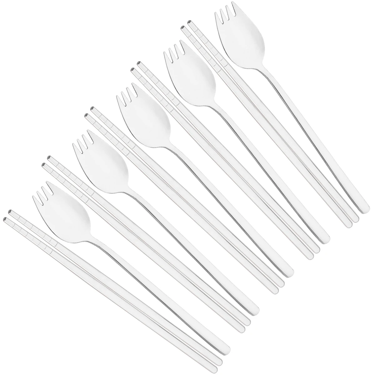 10 قطعة ملعقة سلطة متكاملة شوكة مجموعة أدوات المائدة الفولاذ المقاوم للصدأ السوشي عيدان أواني الطعام الخدمة الغربية شوكة ملعقة أطباق #1