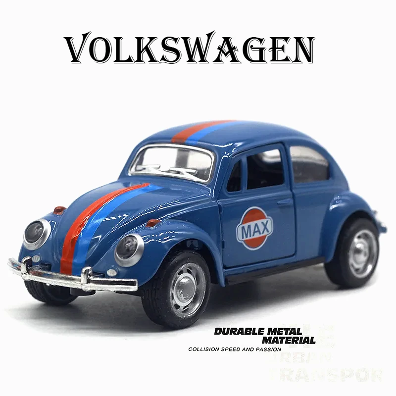 1: 32 alloy Volkswagen Beetle painted racing car classical rebound door opening car model children's toy ornament