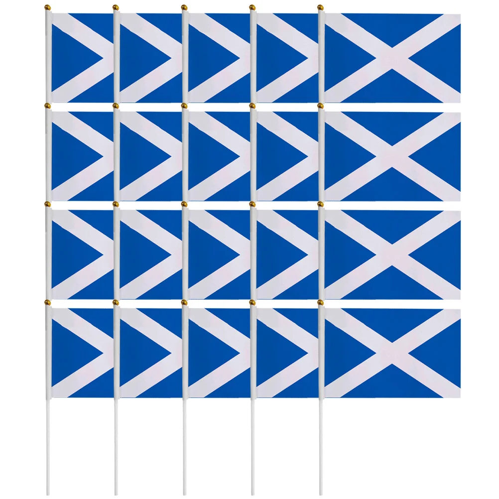 

20 Pcs Scotland Waving Flag Decor Handheld National Scottish Flags Wear-resistant Portable Plastic Patriotic Decoration Sports