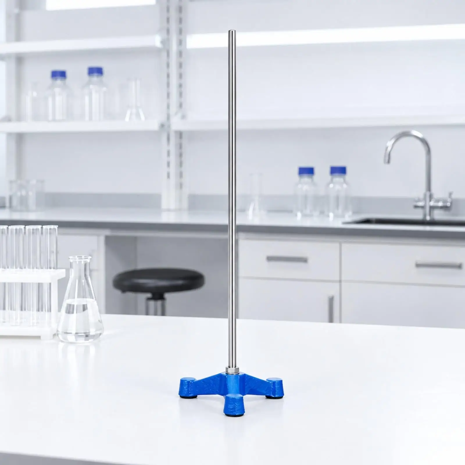 Lab Retort Stand Iron Support Stand Three Legged Metal Base for Chemistry Physics Experiment Setup Classroom Hobbyist Workbench view 4